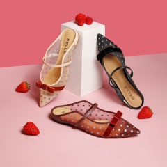 百丽莓莓仙女鞋2020春夏商场新款玛丽珍平底穆勒凉网鞋BSWB9AH0聚