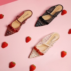 百丽莓莓仙女鞋2020春夏商场新款玛丽珍平底穆勒凉网鞋BSWB9AH0聚