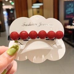 1莫兰迪色系豆豆一字夹球球弹簧夹发夹女韩国发卡侧边边夹夹子头饰