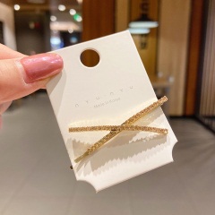 1少女ins后脑勺发夹简约一字夹刘海边夹水钻交叉夹子发饰头发顶夹