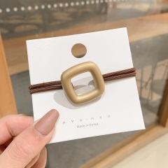 1韩国东大门头绳ins韩版金属圆形方块发圈皮筋女头饰扎头发绳发圈
