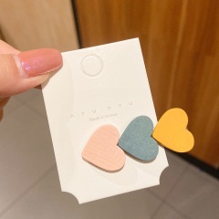 1网红元气拼色爱心几何发夹韩国复古木质刘海夹发卡头饰女卡子发饰
