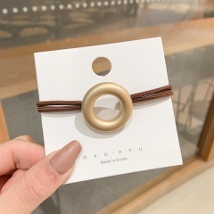 1韩国东大门头绳ins韩版金属圆形方块发圈皮筋女头饰扎头发绳发圈