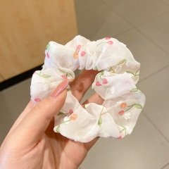 1ins小清新樱桃发圈甜美森林系网纱发绳大肠圈法式头绳少女发饰品