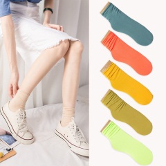 8堆堆袜子女长筒袜夏季薄款透气天鹅绒丝袜韩国可爱日系女士长袜潮