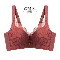 11千奈美内衣女蕾丝防下垂软钢圈薄款聚拢上托收副乳调整型文胸罩