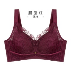 11千奈美新款大码胖mm无钢圈内衣女大胸显小薄款收副乳文胸罩