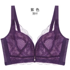 11千奈美内衣女无钢圈薄款大码性感蕾丝超薄聚拢收副乳文胸