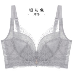 11千奈美内衣女无钢圈薄款大码性感蕾丝超薄聚拢收副乳文胸套装胸罩