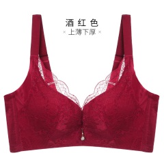 11千奈美内衣女薄款无钢圈胸罩性感蕾丝厚款聚拢上托提胸收副乳文胸