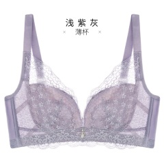 11千奈美性感女士蕾丝大码薄款内衣 蜂巢透气无钢圈收副乳文胸罩