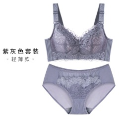 11千奈美大胸显小全罩杯薄款文胸无钢圈套装女大码显瘦缩套装胸罩