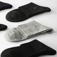 15健将男士袜子商务袜春夏时尚纯色抗菌防臭透气袜子男中筒袜潮5双