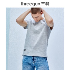 16三枪T恤男麻感夏季运动凉爽透气圆领棉质打底男士短袖
