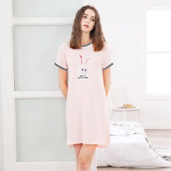 13红豆女士睡衣春夏薄款少女卡通贴布休闲再生纤维素纤维睡裙家居服