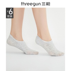 16[6双装]三枪女袜子夏季精梳棉透气纯色浅口防滑可爱短袜女士船袜