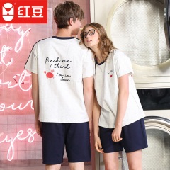 13红豆睡衣居家服男女夏季薄款两件套短袖短裤T恤可外穿韩版家居服