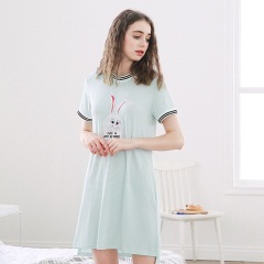 13红豆女士睡衣春夏薄款少女卡通贴布休闲再生纤维素纤维睡裙家居服