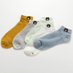 13红豆（5双装）男童袜子夏季薄款网眼透气船袜春秋宝宝短筒袜