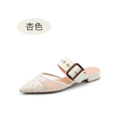 31honeyGIRL甜粉2020夏季新款尖头半拖鞋方扣懒人鞋波点平底凉鞋女