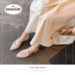31【直播专享】honeyGIRL尖头单鞋女2020夏季新款绑带芭蕾鞋平底鞋