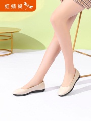 33红蜻蜓女鞋2020春季新款鱼嘴柔软舒适平底气质纯色奶奶鞋休闲单鞋