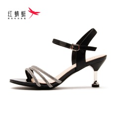 33商场专柜同款红蜻蜓2020夏季新款细高跟鞋一字带时尚晚会露趾女鞋
