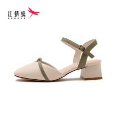 33商场专柜同款红蜻蜓2020夏季新款女凉鞋玛丽珍粗中跟羊皮柔软细腻