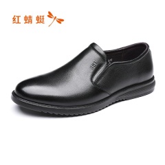 33红蜻蜓圆头商务休闲真皮男鞋春秋新款低帮套脚舒适皮鞋工作鞋