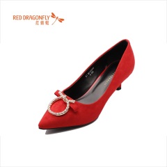 33【Angelababy同款】红蜻蜓春秋新款RED系列红色高跟鞋细跟婚礼鞋