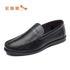 33红蜻蜓男鞋春夏新款皮鞋日常休闲单鞋镂空鞋凉鞋真皮舒适透气鞋