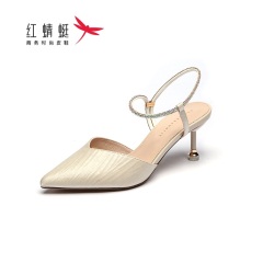 33红蜻蜓女鞋2020夏季新款时尚休闲细跟高跟鞋包头中后空凉鞋