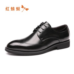 33红蜻蜓男鞋 商务正装鞋 新款男士真皮低帮布洛克皮鞋男鞋婚礼鞋