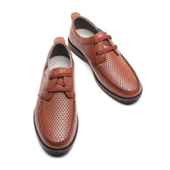 33红蜻蜓男鞋夏季新款舒适休闲皮鞋打孔凉鞋真皮系带低帮鞋