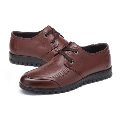 33红蜻蜓皮鞋秋季鞋子男韩版小青年系鞋带软皮棕色配西裤的男鞋