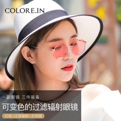 colocp90防辐射近视眼镜女配有度数网红款眼睛抗蓝光平光变色眼镜自动感光