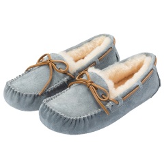 澳洲羊毛豆豆鞋女秋冬季皮毛一体室内家居羊毛月子棉拖鞋包跟外穿