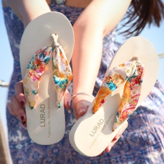 路拉迪女士人字拖中跟厚底坡跟防滑夏季夹拖凉拖鞋波西米亚沙滩鞋37