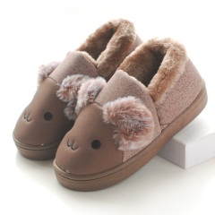 zh儿童棉拖鞋包跟男童冬季可爱防滑PU皮防水保暖小孩宝宝女室内棉鞋