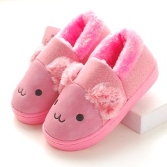 zh儿童棉拖鞋包跟男童冬季可爱防滑PU皮防水保暖小孩宝宝女室内棉鞋