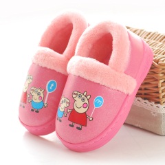 zh卡通儿童棉拖鞋冬季包跟男童女童宝宝保暖室内棉鞋PU皮面防水防滑